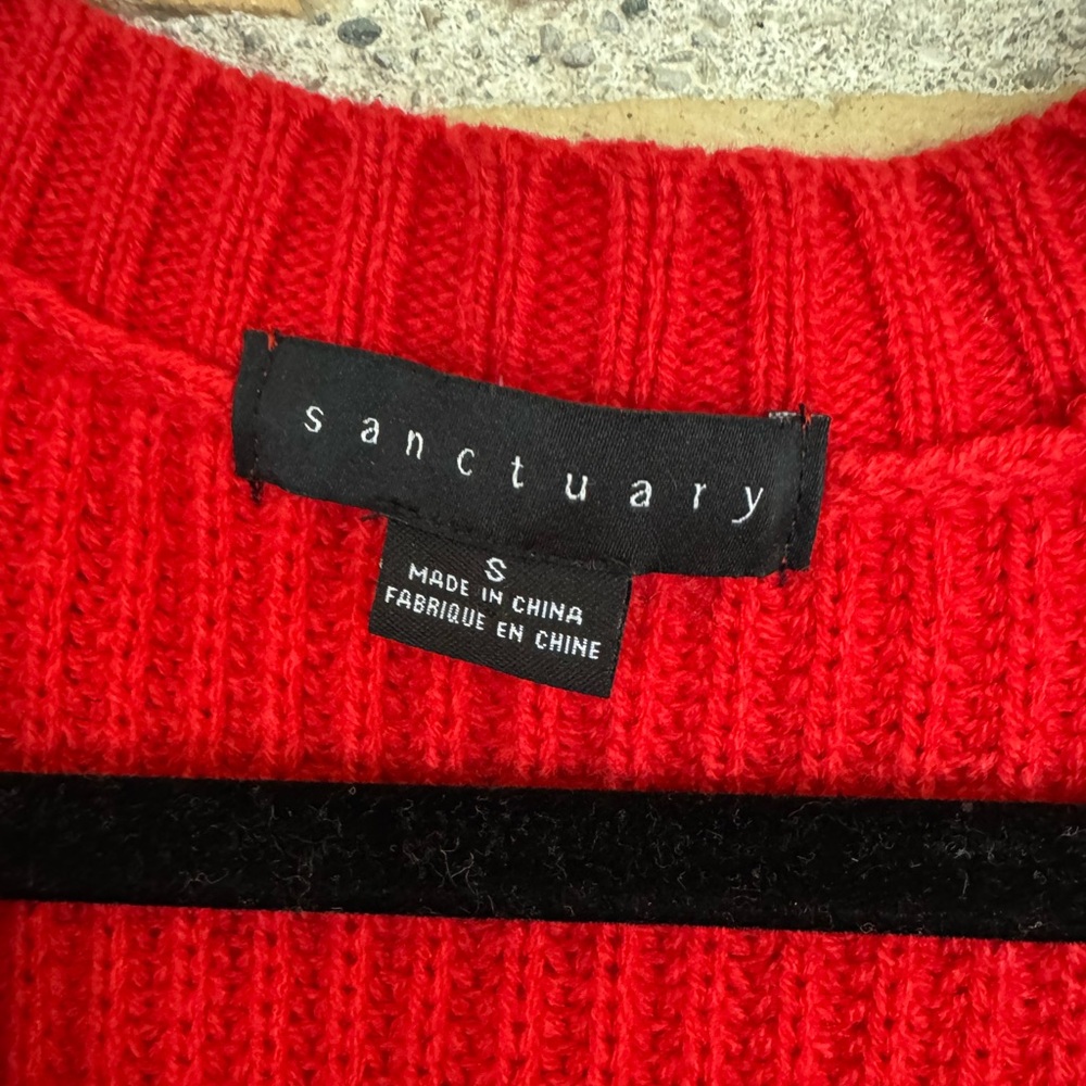 Sanctuary Red Ribbed Button-Front Cardigan - Picture 2 of 3